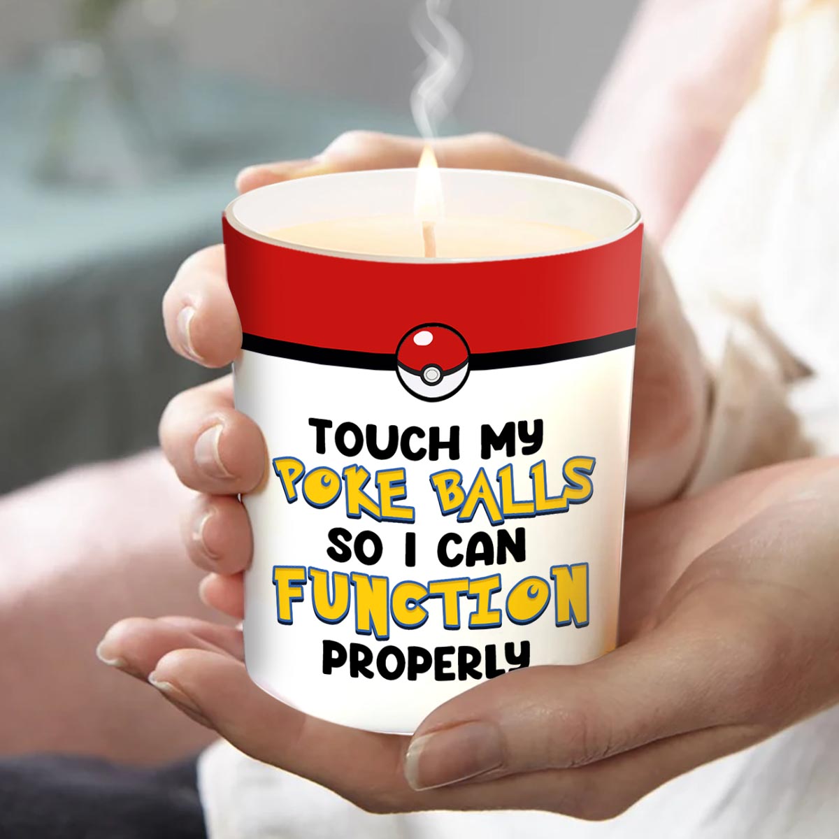 Touch My Poke Balls - Personalized Monster Trainer Candle With Wooden Lid