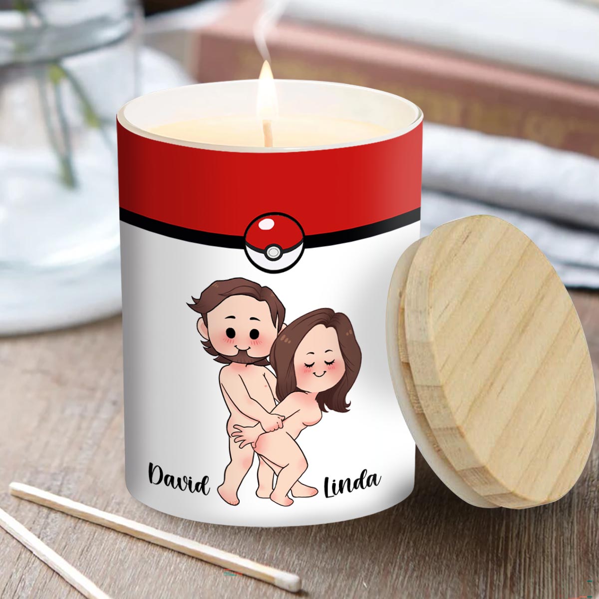 Touch My Poke Balls - Personalized Monster Trainer Candle With Wooden Lid