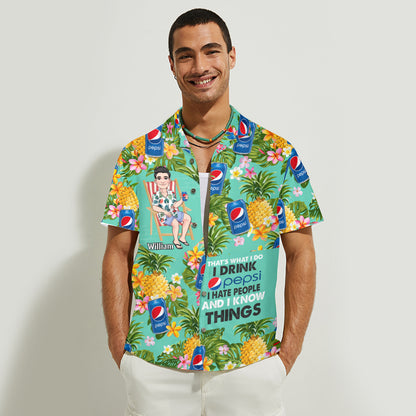 That's What I Do - Personalized Blue Soft Drink Hawaiian Shirt