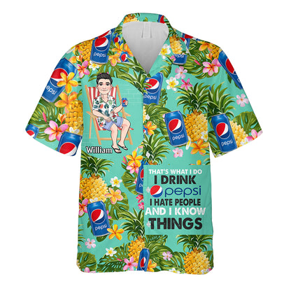 That's What I Do - Personalized Blue Soft Drink Hawaiian Shirt