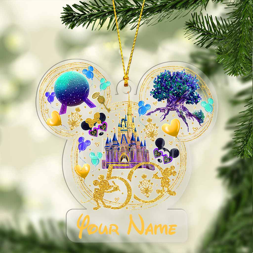 50th Anniversary Of Magic - Mouse Ears Personalized Transparent Ornament