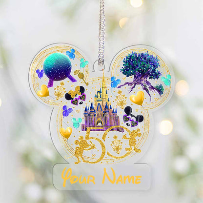 50th Anniversary Of Magic - Mouse Ears Personalized Transparent Ornament