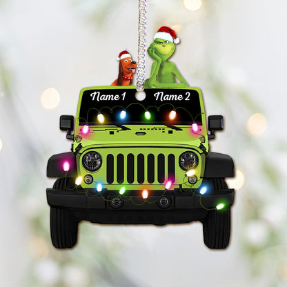 Naughty & Nice - Personalized Christmas Car Ornament (Printed On Both Sides)