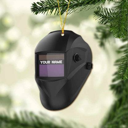 Welder Mask - Personalized Christmas Welder Ornament (Printed On Both Sides)