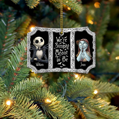 We're Simply Meant To Be - Personalized Christmas Nightmare Scalloped Aluminium Ornament (Printed On Both Sides)