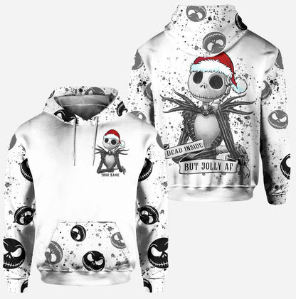 Dead Inside But Jolly AF - Personalized Christmas Nightmare Hoodie and Leggings