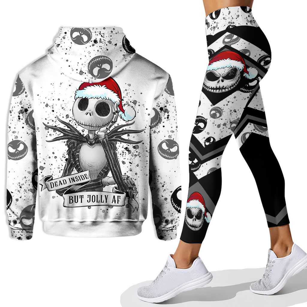 Dead Inside But Jolly AF - Personalized Christmas Nightmare Hoodie and Leggings