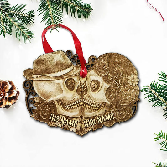 Till Death Do Us Part - Personalized Christmas Skull Ornament (Printed On Both Sides)