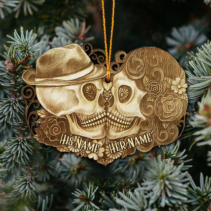 Till Death Do Us Part - Personalized Christmas Skull Ornament (Printed On Both Sides)