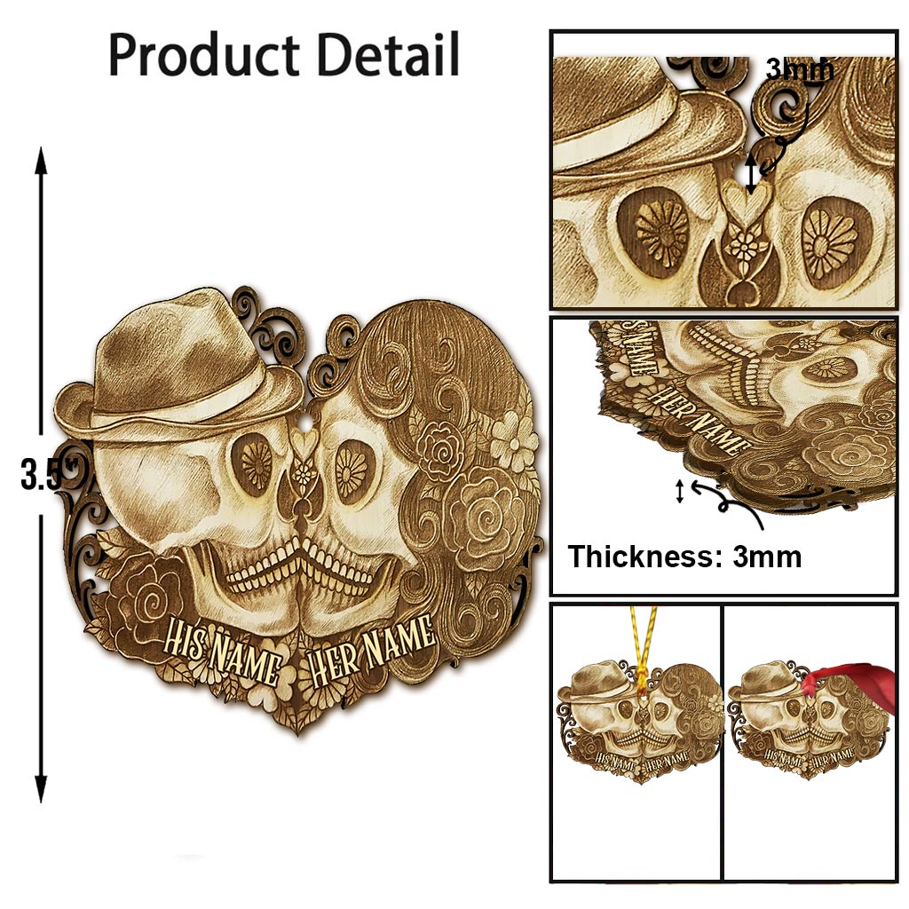 Till Death Do Us Part - Personalized Christmas Skull Ornament (Printed On Both Sides)