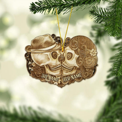 Till Death Do Us Part - Personalized Christmas Skull Ornament (Printed On Both Sides)