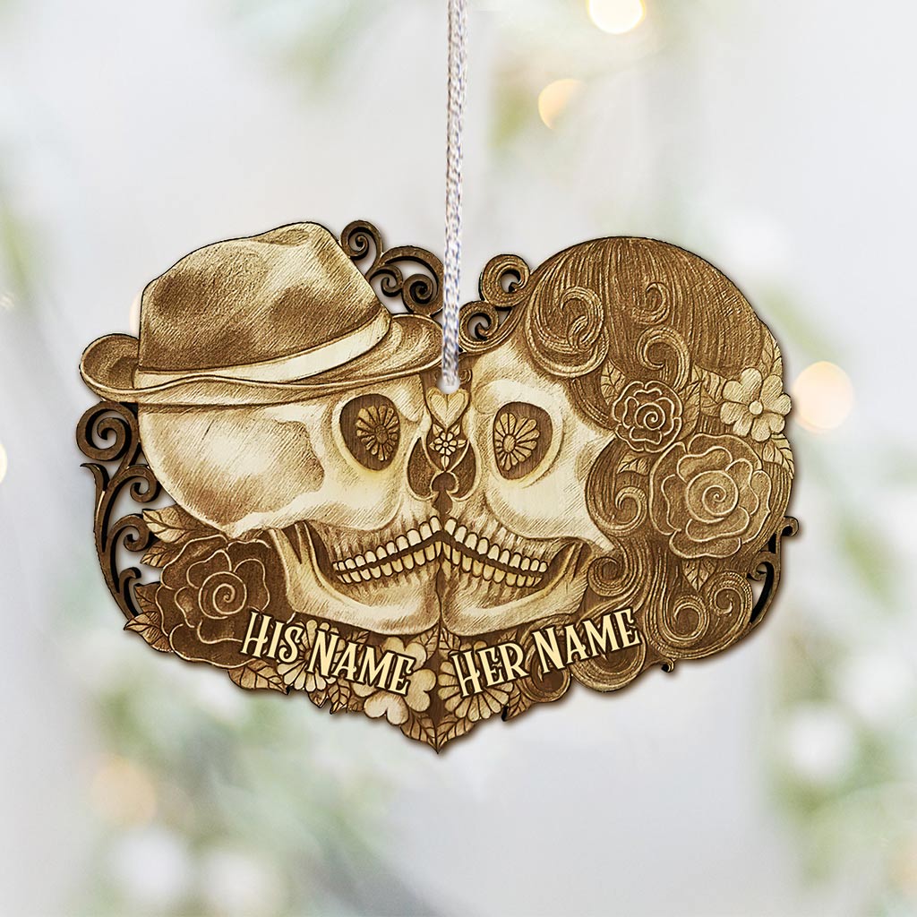 Till Death Do Us Part - Personalized Christmas Skull Ornament (Printed On Both Sides)