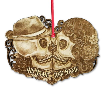 Till Death Do Us Part - Personalized Christmas Skull Ornament (Printed On Both Sides)