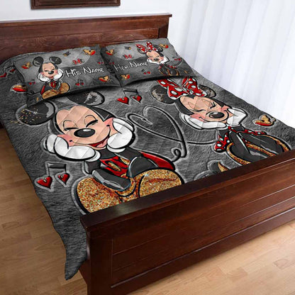 You And Me Mouse Ears Couple - Personalized Quilt Set