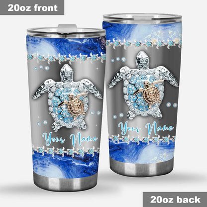 Turtle Lover Just Keep Swimming - Personalized Tumbler With 3D Pattern Print