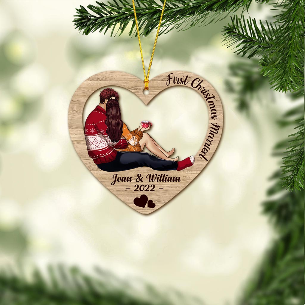 Home is Where You Hang - Personalized Christmas Couple Layers Mix Ornament