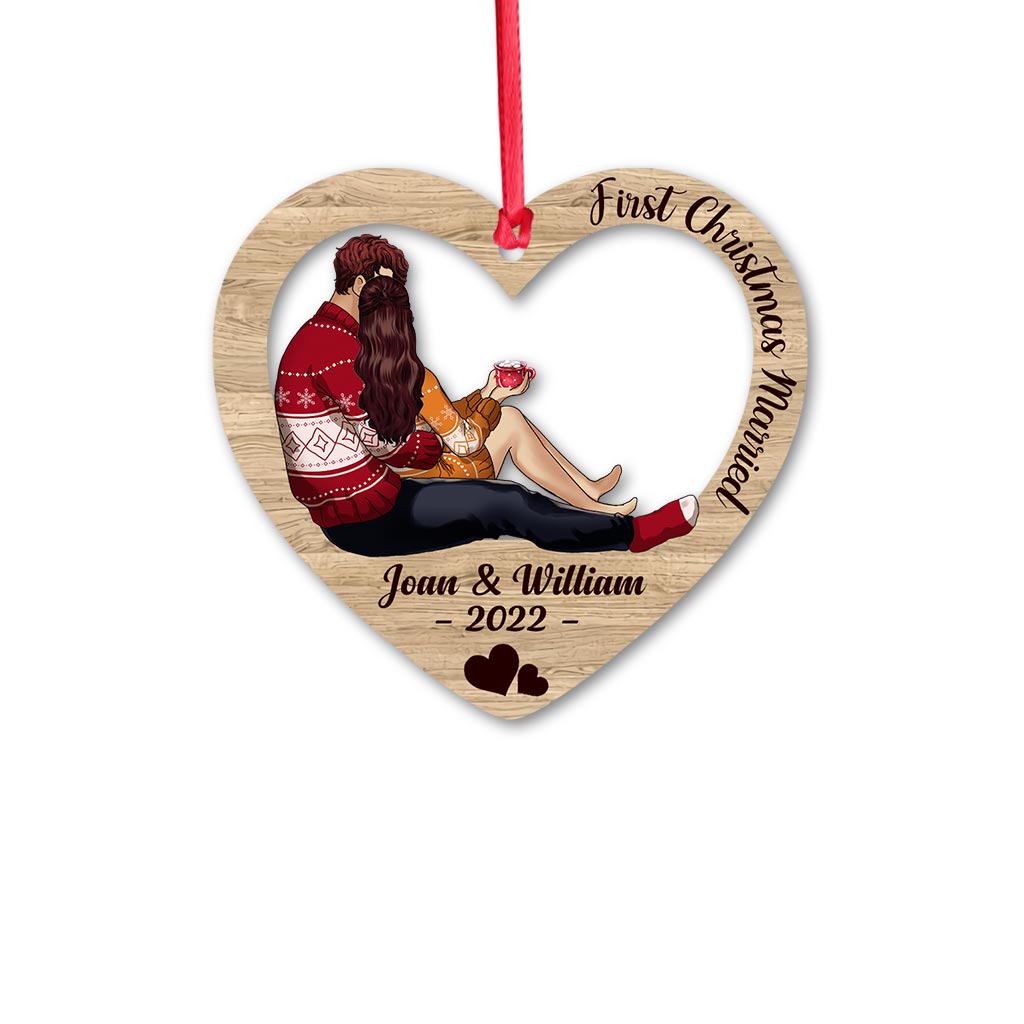 Home is Where You Hang - Personalized Christmas Couple Layers Mix Ornament