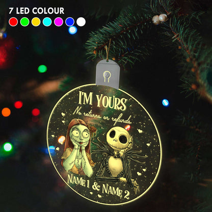 We're Simply Meant To Be - Personalized Christmas Nightmare Round Led Acrylic Ornament