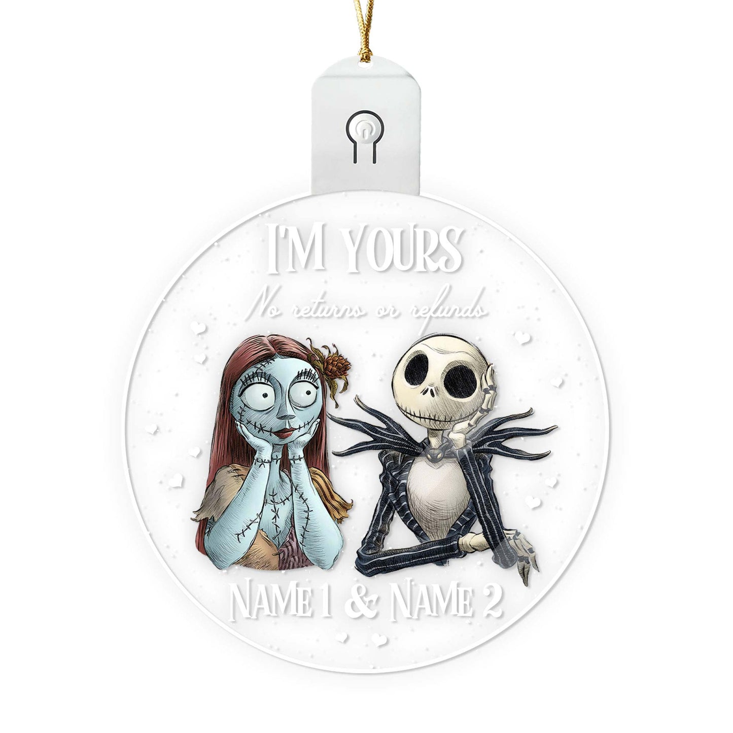 We're Simply Meant To Be - Personalized Christmas Nightmare Round Led Acrylic Ornament