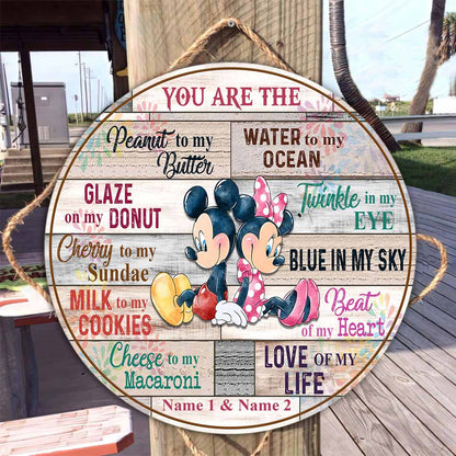 You Are The Love Of My Life - Personalized Couple Mouse Round Wood Sign