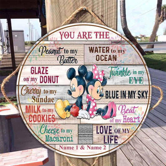 You Are The Love Of My Life - Personalized Couple Mouse Round Wood Sign