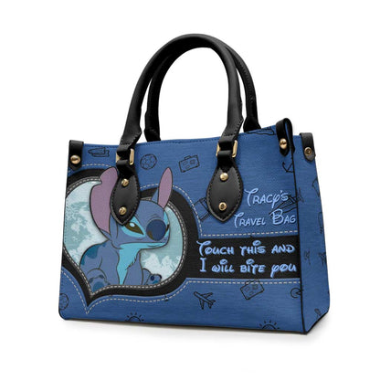 Touch This And I Will Bite You - Personalized Travelling Leather Handbag