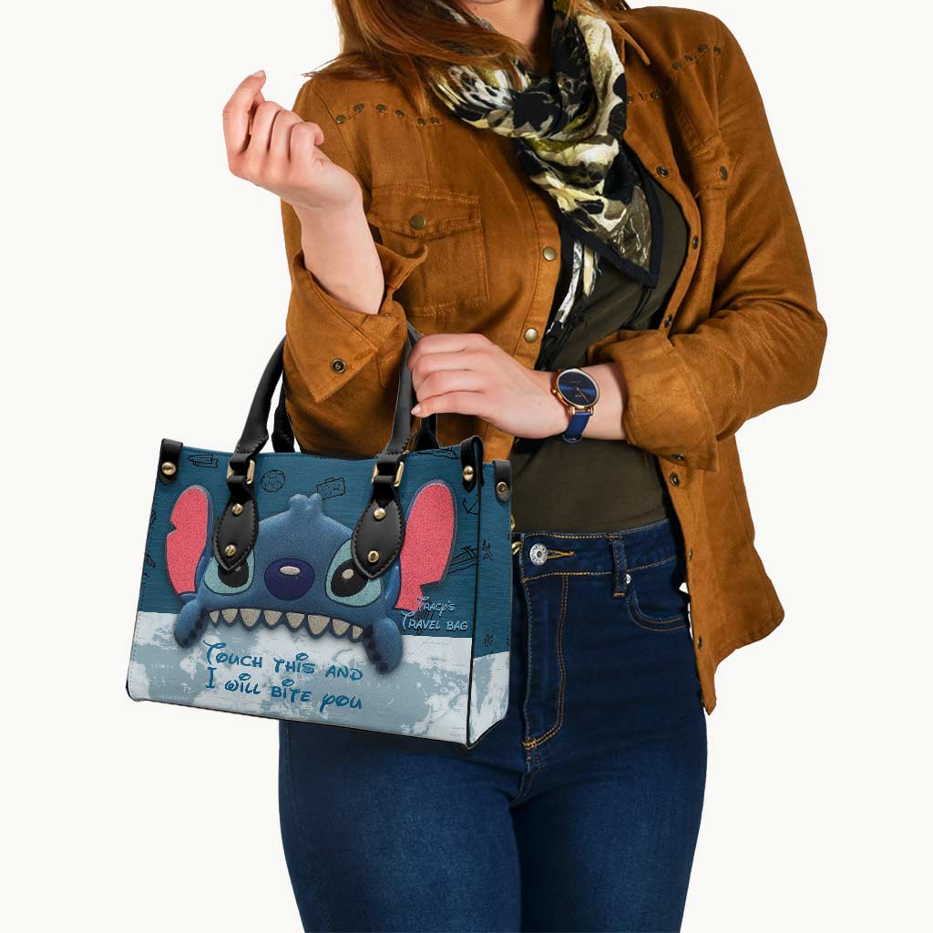 Touch This And I Will Bite You - Personalized Travelling Leather Handbag