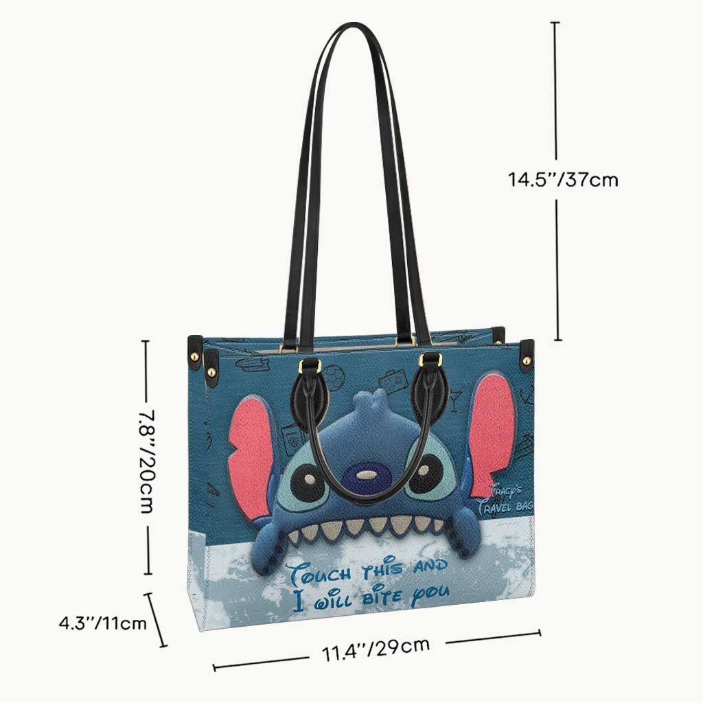 Touch This And I Will Bite You - Personalized Travelling Leather Handbag