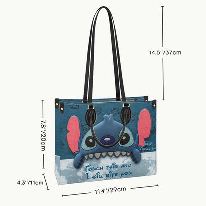 Touch This And I Will Bite You - Personalized Travelling Leather Handbag