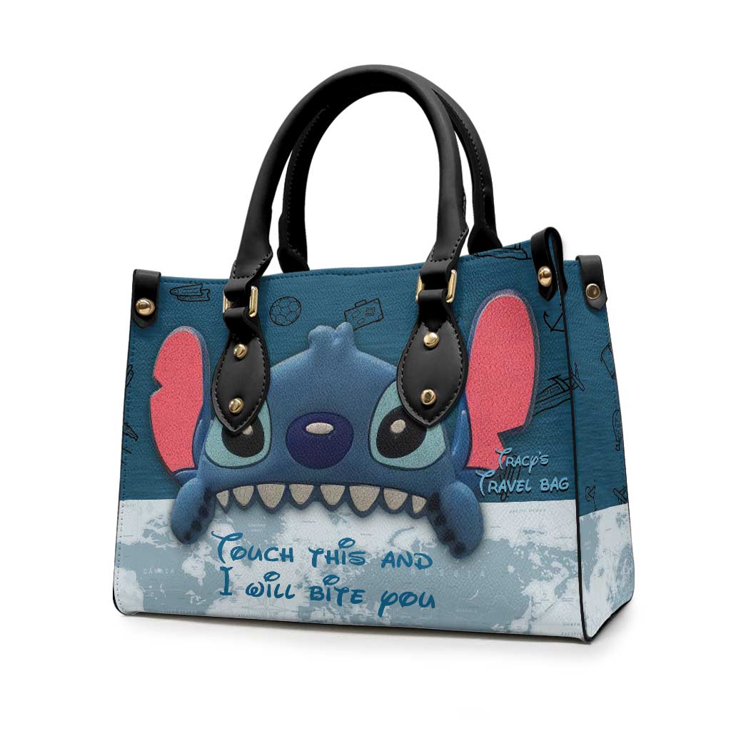 Touch This And I Will Bite You - Personalized Travelling Leather Handbag