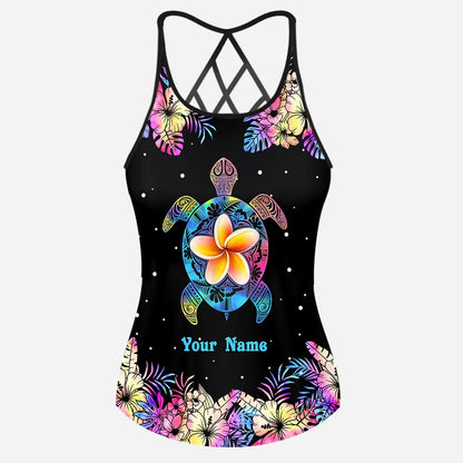 Tie Dye Sea Turtle - Personalized Turtle Cross Tank Top and Women Shorts