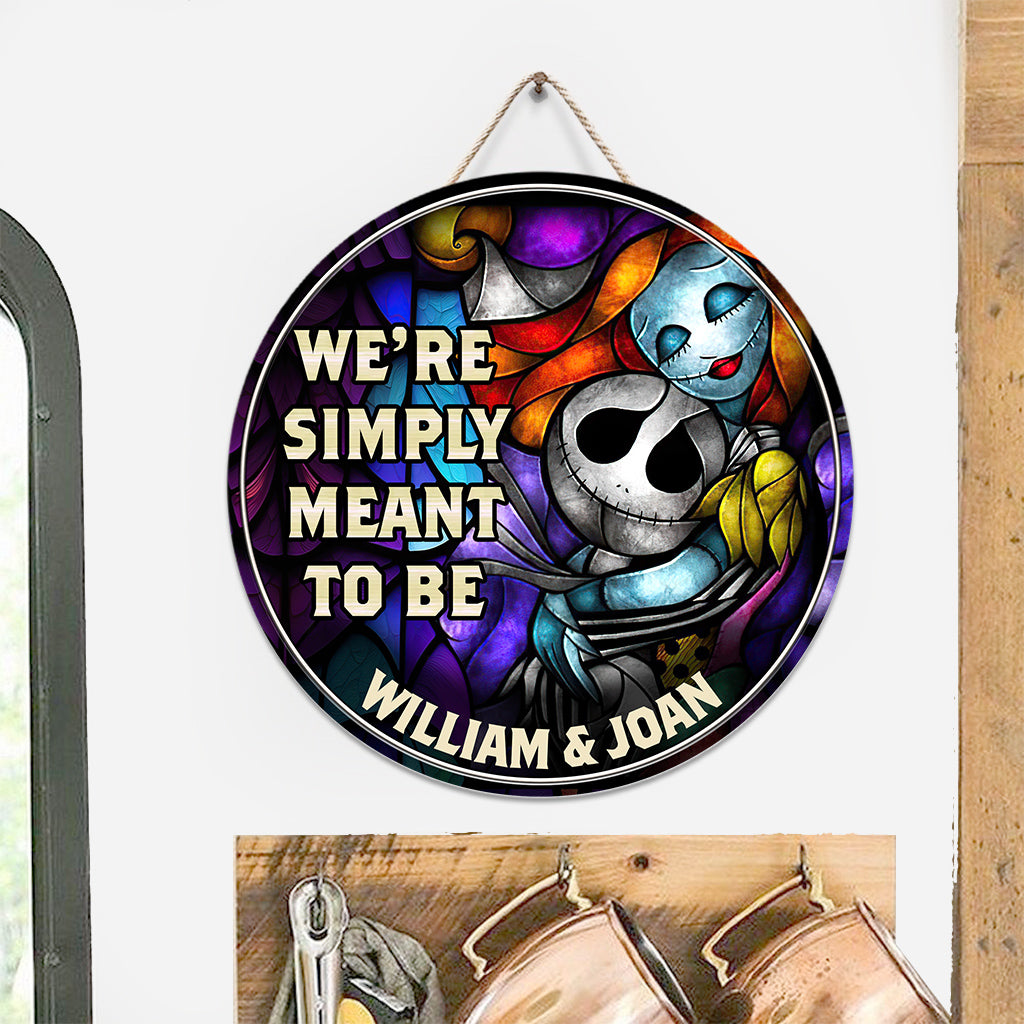 We're Simply Meant To Be - Personalized Nightmare Round Wood Sign