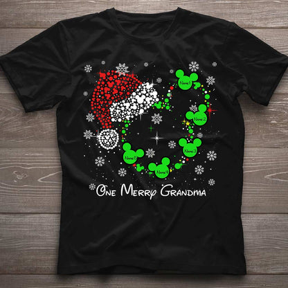 One Merry Grandma - Personalized Christmas Grandma T-shirt and Hoodie