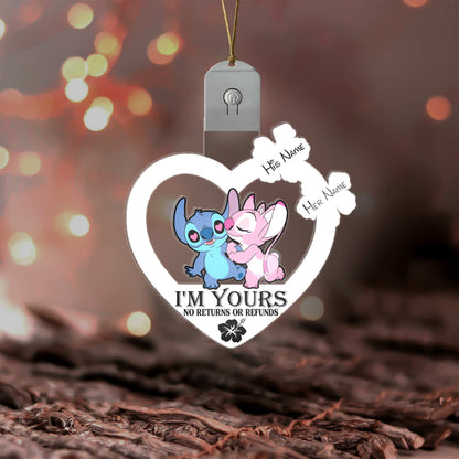 I'm Yours - Personalized Christmas Ohana Shaped Led Acrylic Ornament