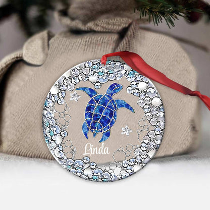 Sea Turtle Lover - Personalized Christmas Turtle Transparent Ornament With 3D Pattern Printed