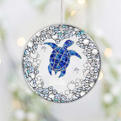 Sea Turtle Lover - Personalized Christmas Turtle Transparent Ornament With 3D Pattern Printed