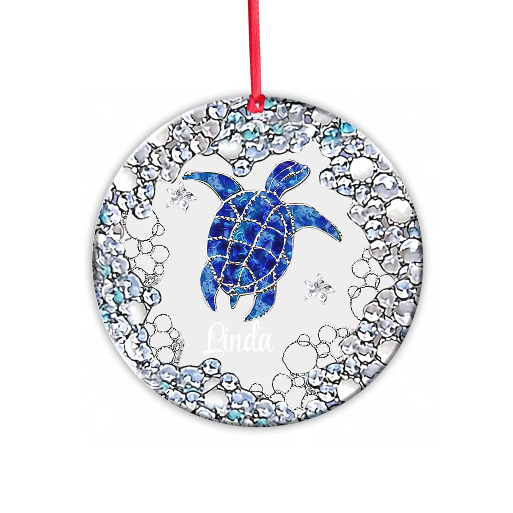 Sea Turtle Lover - Personalized Christmas Turtle Transparent Ornament With 3D Pattern Printed