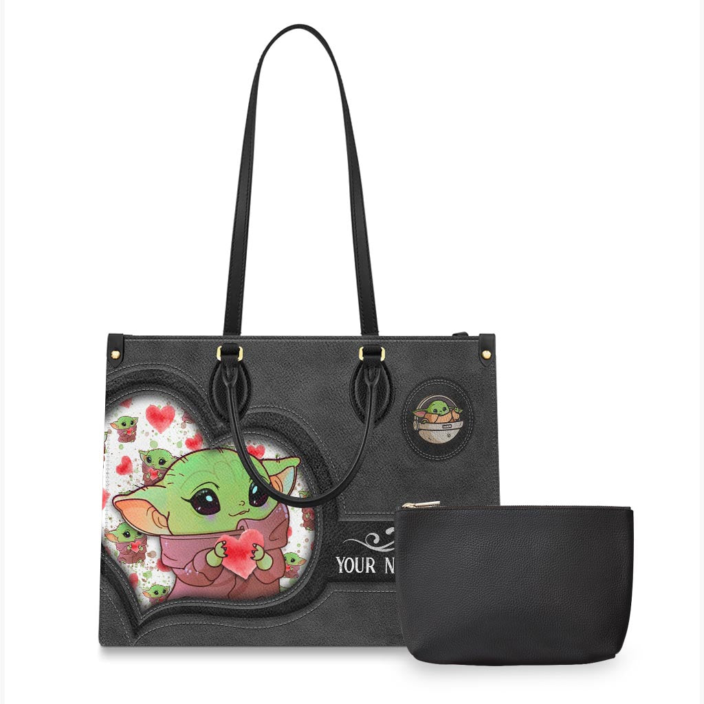 Too Cute I Am - Personalized The Force Leather Handbag