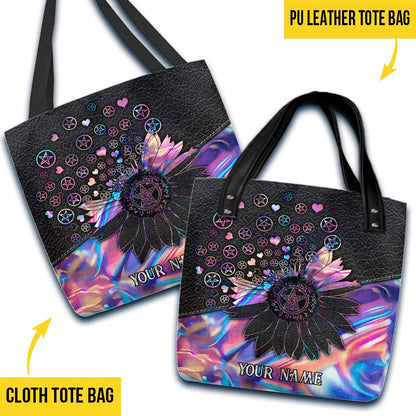 Witch Please Pentagram Sunflower Hologram Personalized Tote Bag