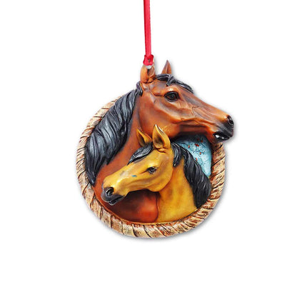 Mom And Baby Horse - 3D Pattern Print Christmas Horse Ornament (Printed On Both Sides)