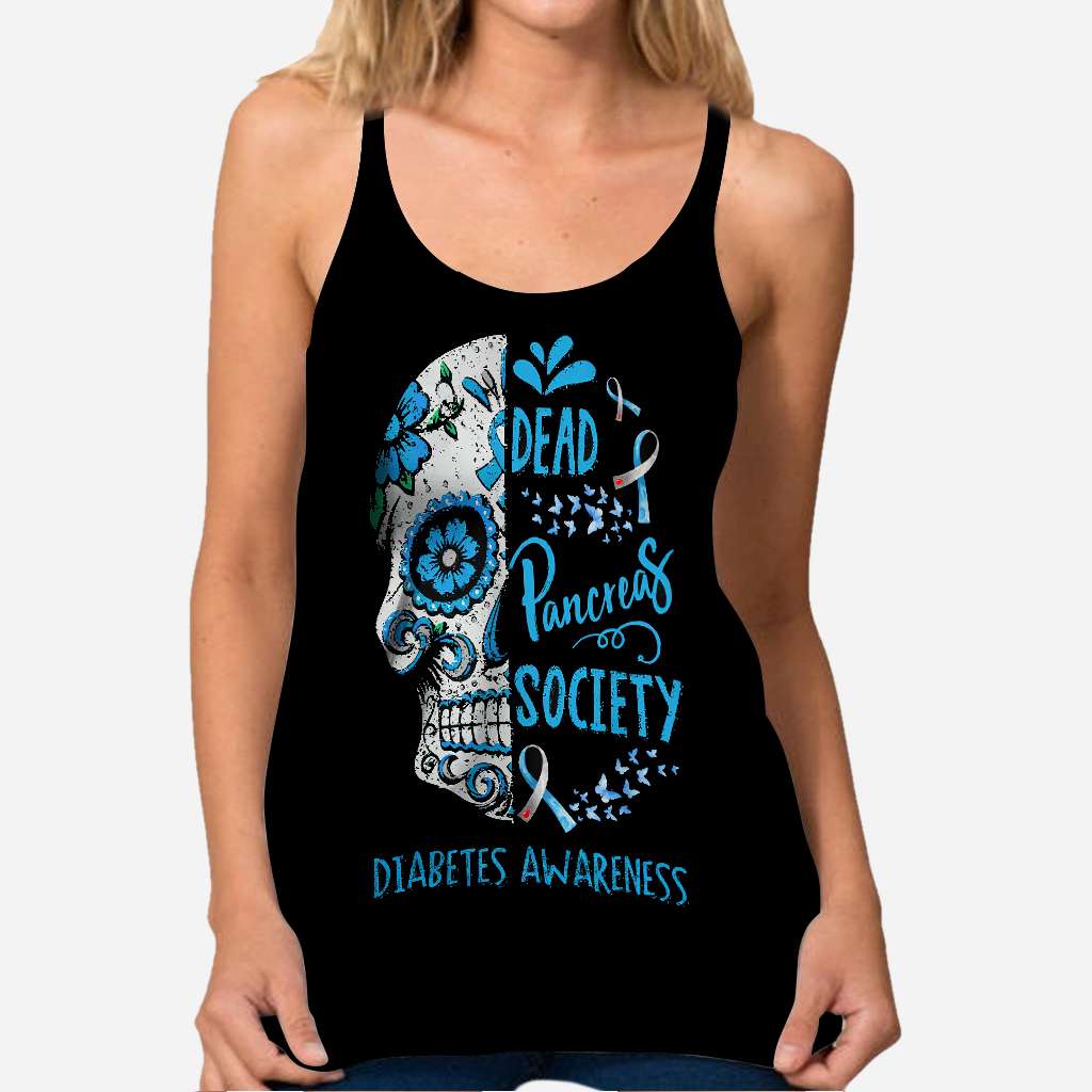 Dead Pancreas Society Skull Diabetes Awareness Cross Tank Top