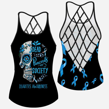 Dead Pancreas Society Skull Diabetes Awareness Cross Tank Top