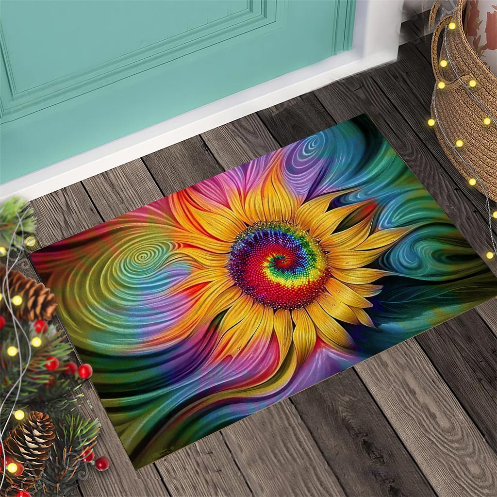 Tie Dye Sunflower Hippie Doormat