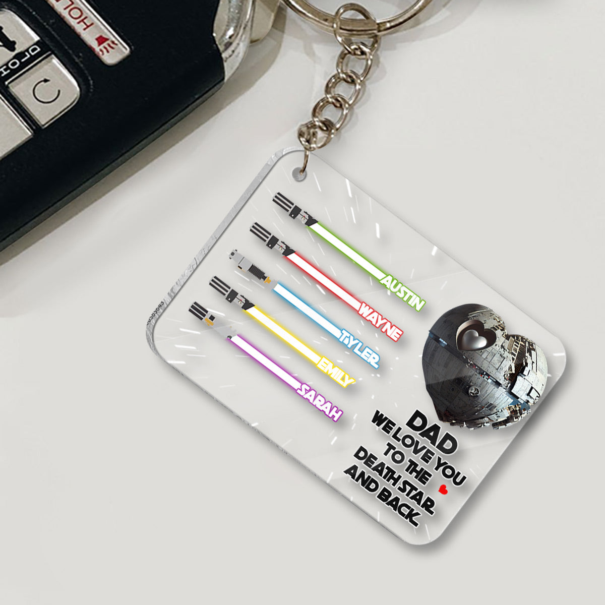 We Love You To The Death Star And Back - Personalized The Force Transparent Keychain