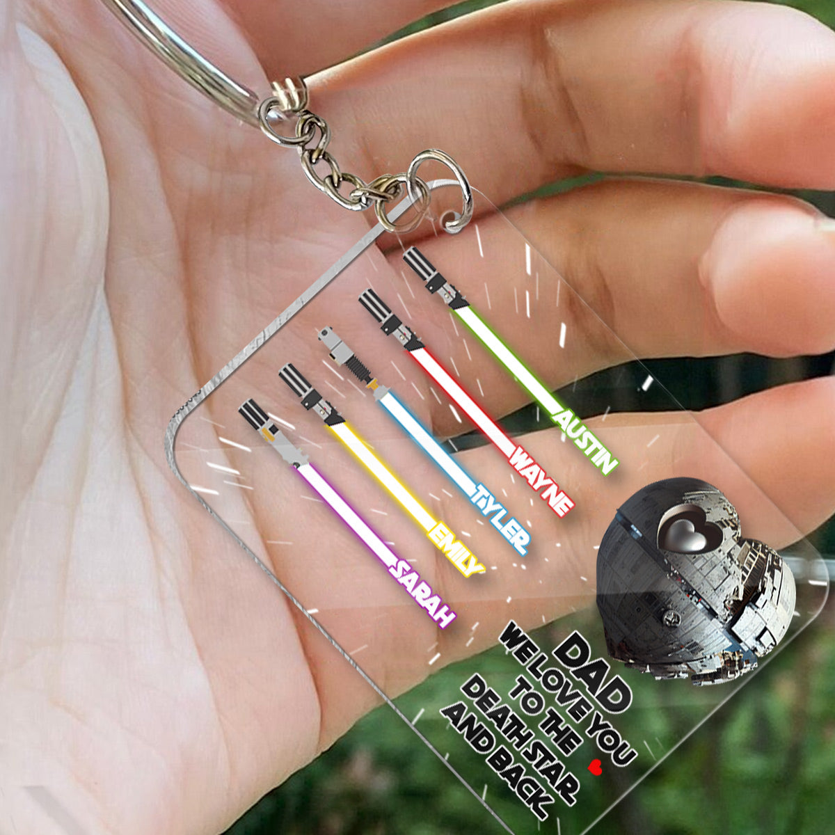 We Love You To The Death Star And Back - Personalized The Force Transparent Keychain