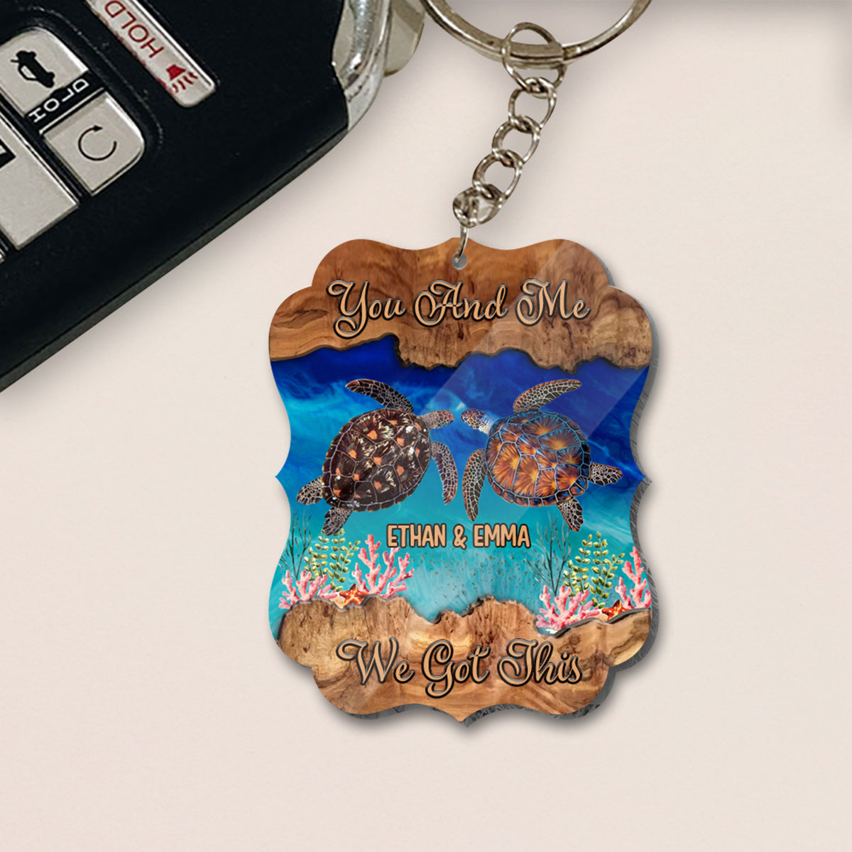 You And Me We Got This - Personalized Turtle Keychain (Printed On Both Sides)