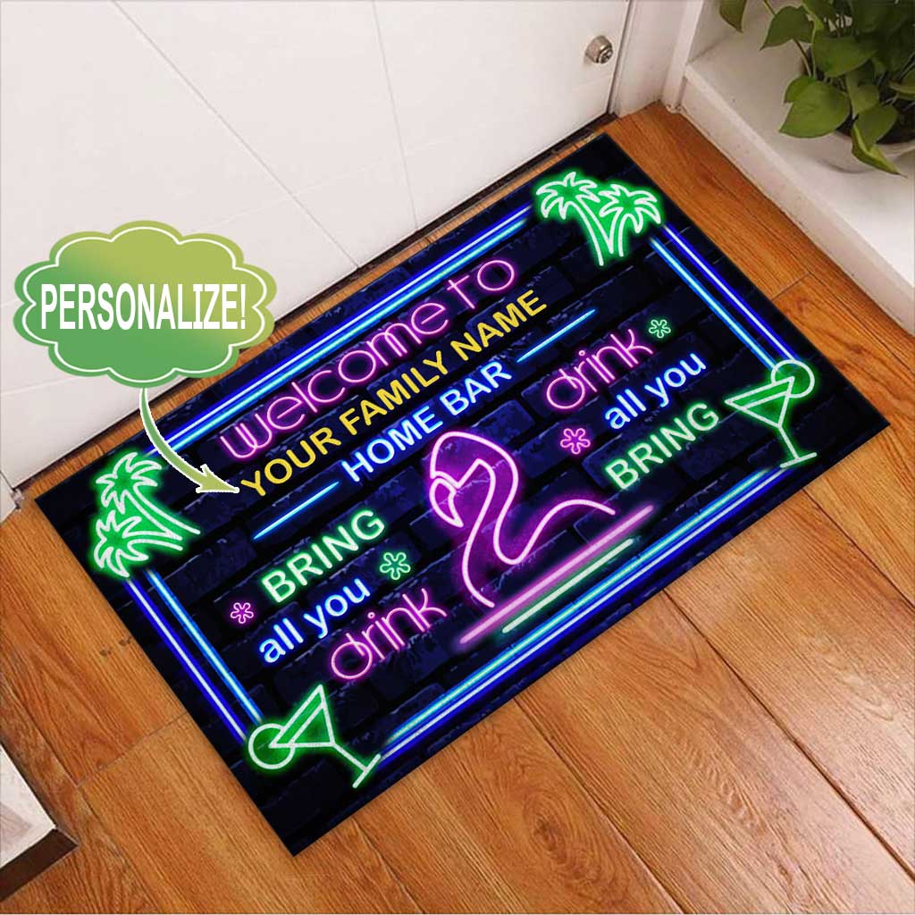 Welcome Home Bar - Cocktail Personalized Doormat