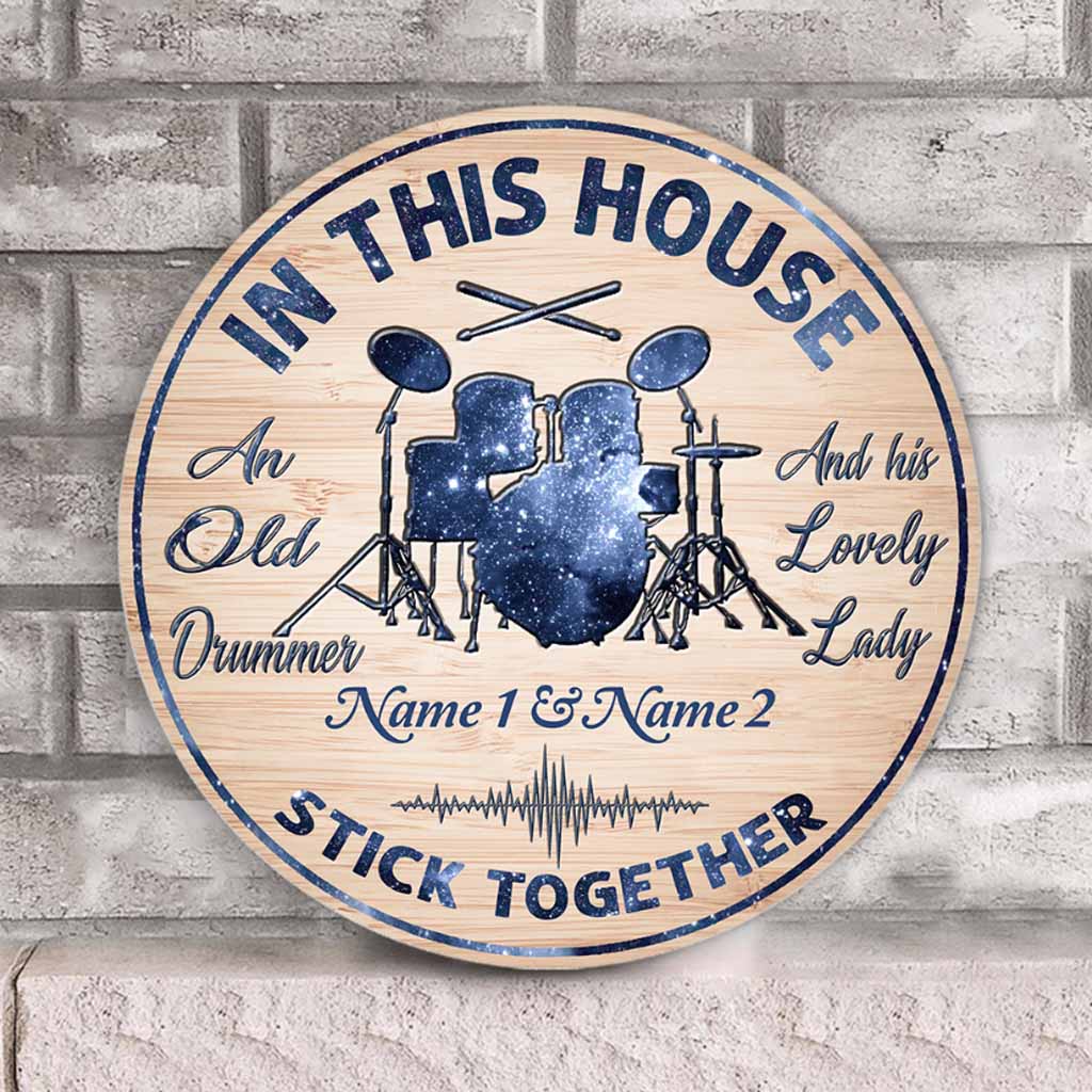 An Old Drummer Personalized Round Wood Sign