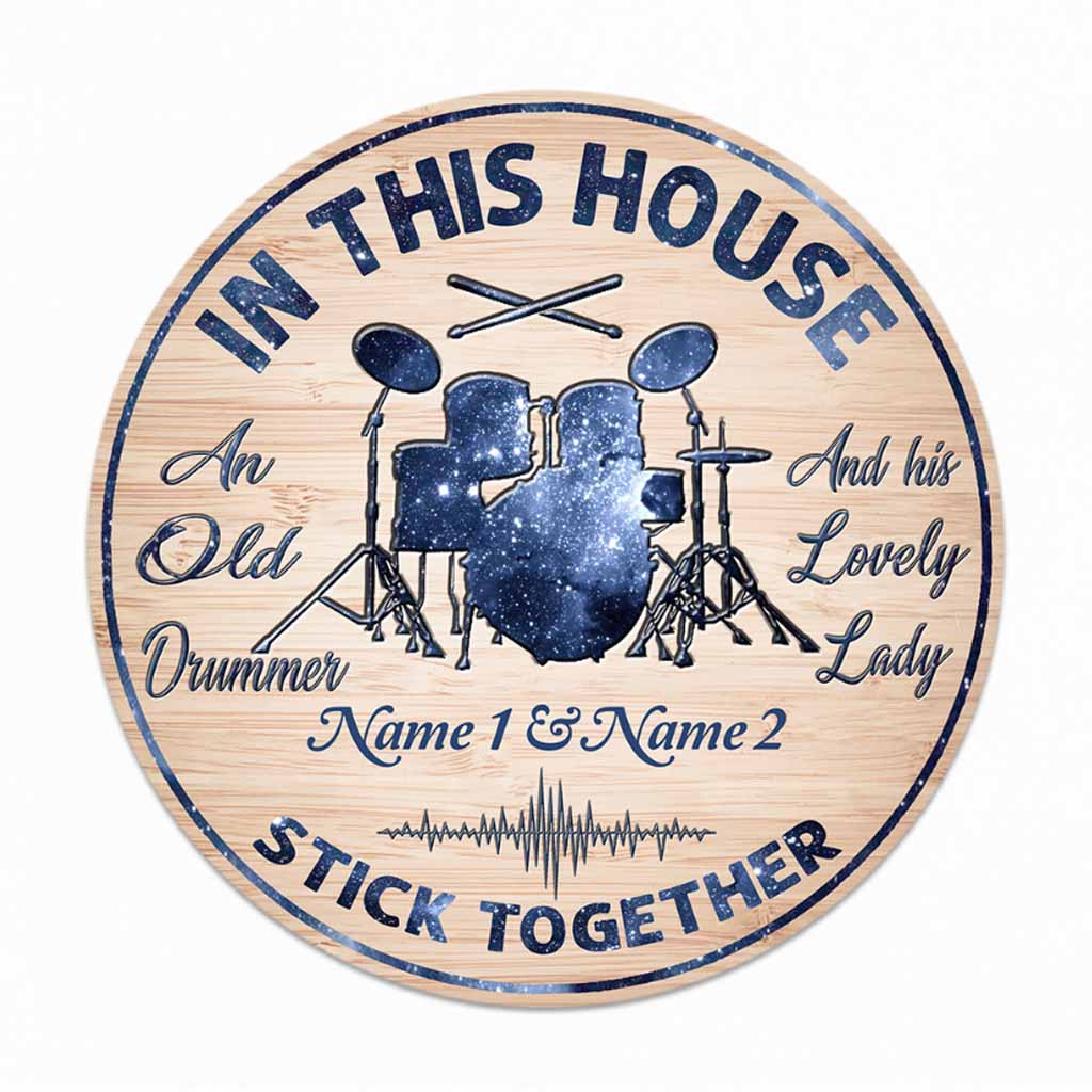 An Old Drummer Personalized Round Wood Sign