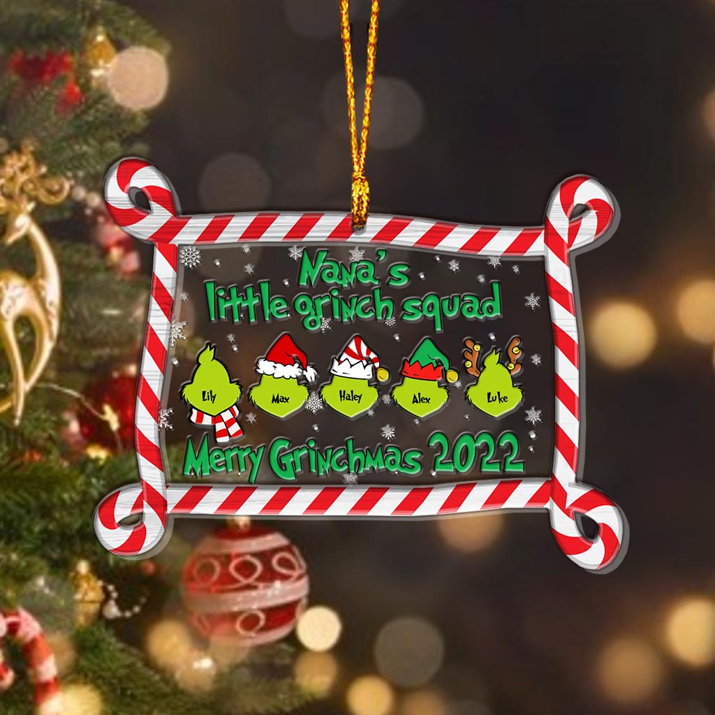 Nana's Little Green Squad - Personalized Christmas Grandma Layers Mix Ornament